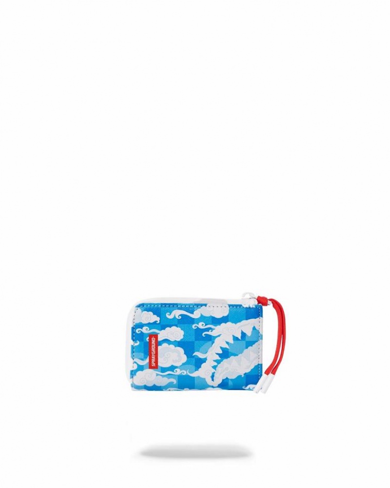 Blue White Women's Sprayground Skyborne Wallets | GSNZ64835