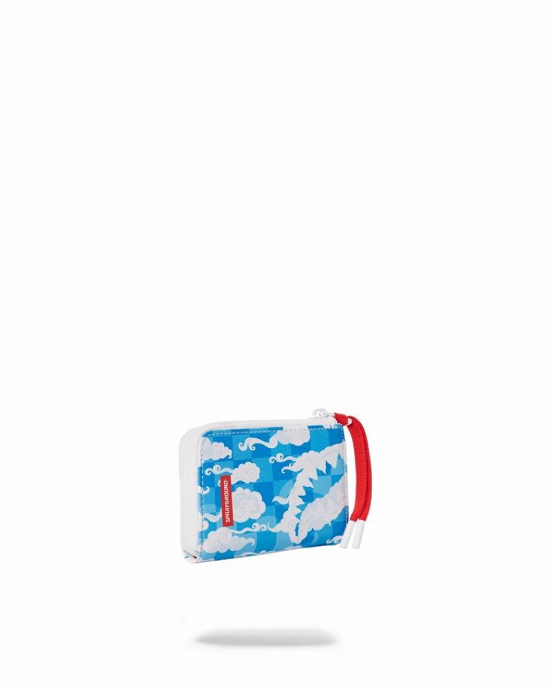 Blue White Women's Sprayground Skyborne Wallets | GSNZ64835