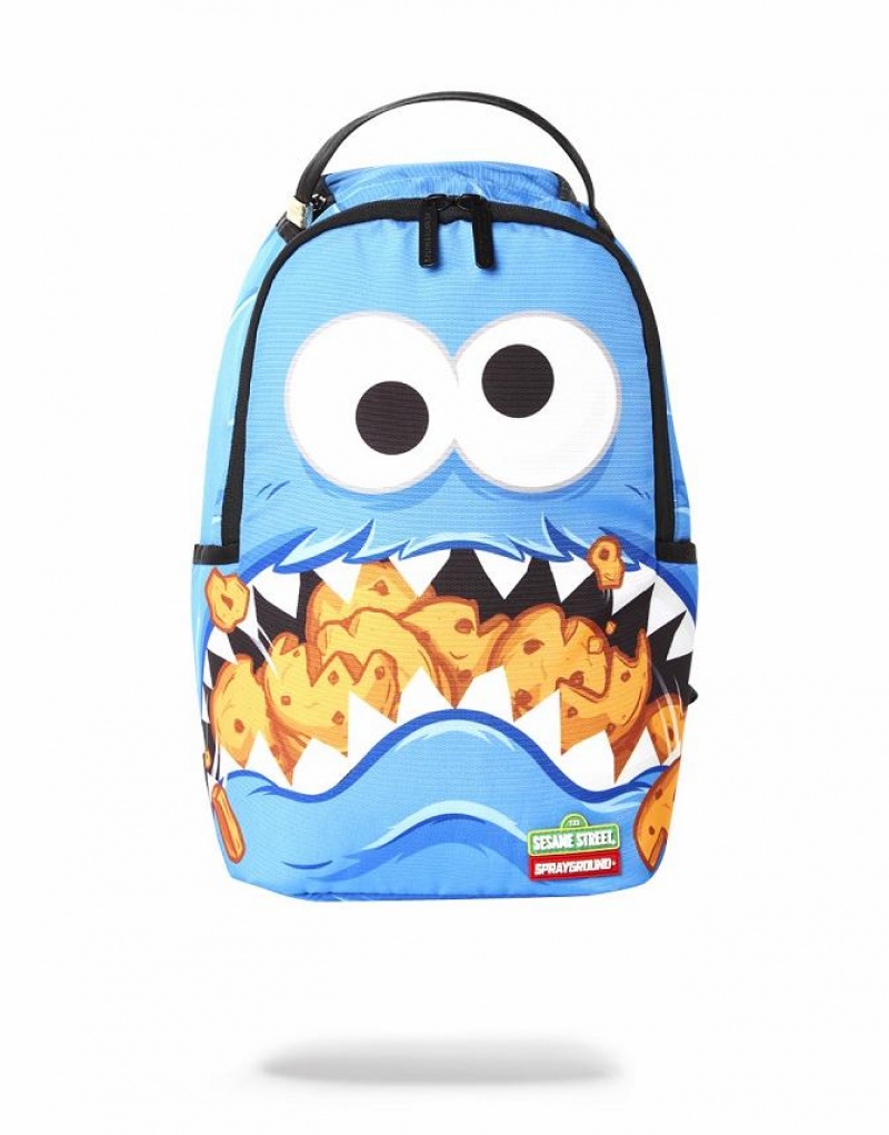 Blue Women\'s Sprayground Cookie Monster Shark Mini Backpacks | EMBL67390