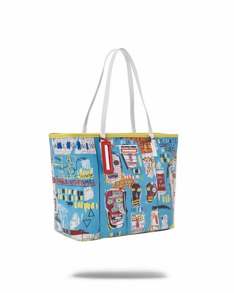 Blue Women's Sprayground Official Basquiat Tote Bags | GPUI38570