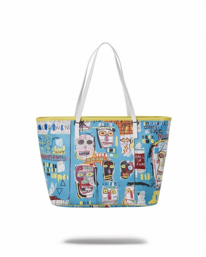 Blue Women's Sprayground Official Basquiat Tote Bags | GPUI38570