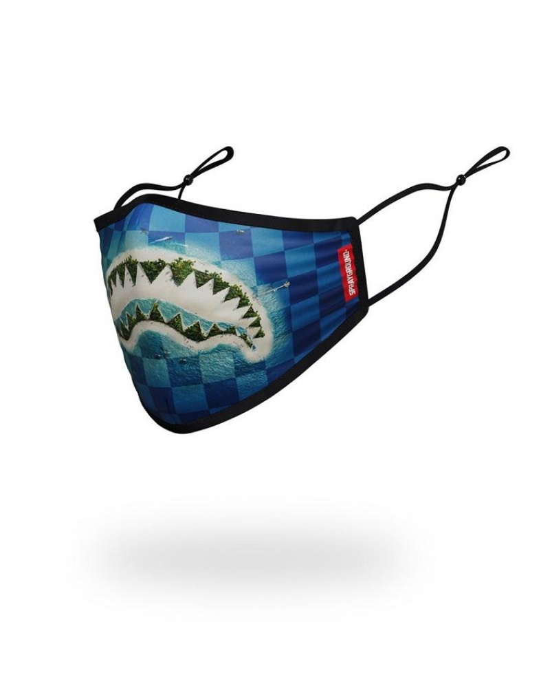 Blue Women's Sprayground Shark Island Face Masks | HLFM63457