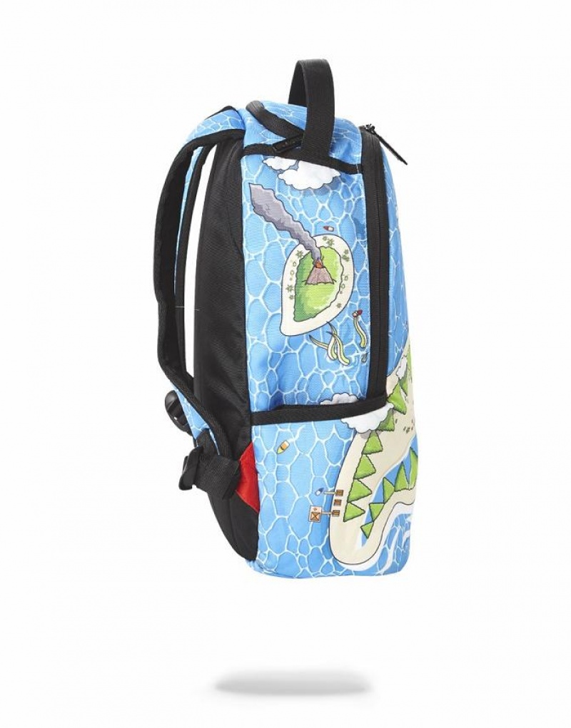 Blue Women's Sprayground Shark Island Mini Backpacks | WLJH94371