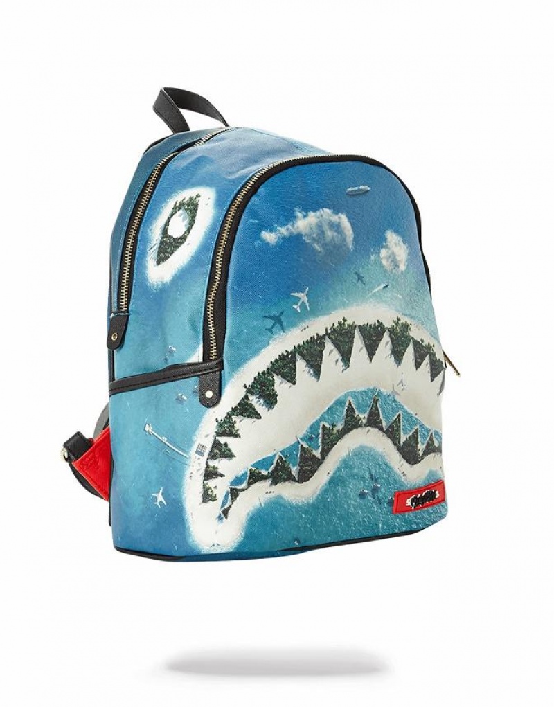 Blue Women's Sprayground Shark Island Savage | BUZW08756