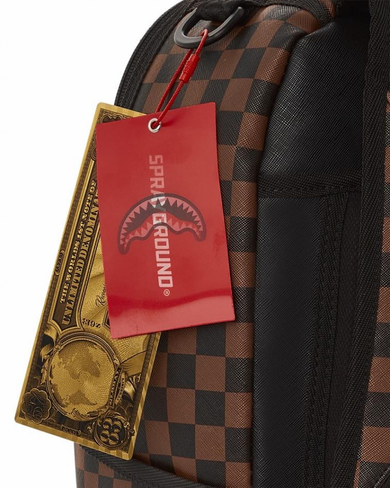 Brown Black Men's Sprayground Double Trouble Backpacks | GYSJ16435