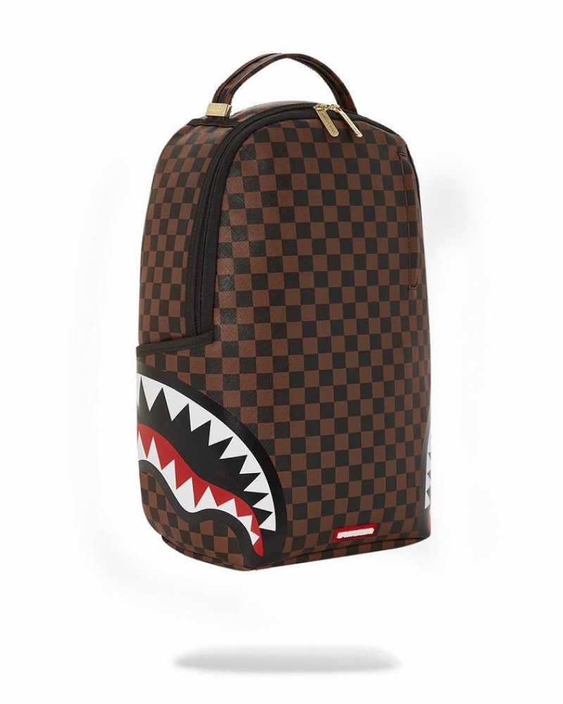 Brown Black Men's Sprayground Double Trouble Backpacks | GYSJ16435