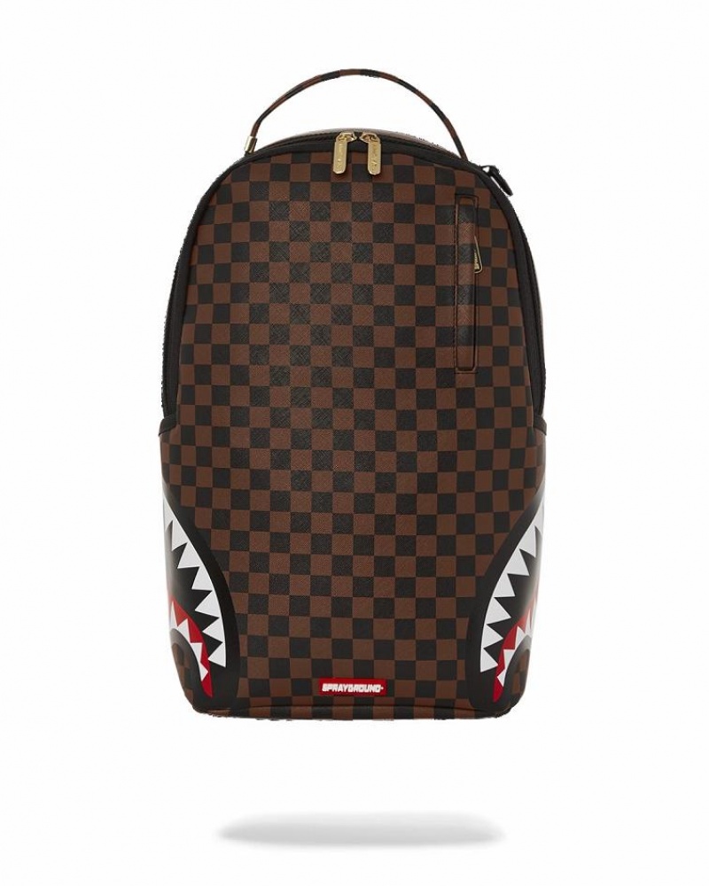 Brown Black Men\'s Sprayground Double Trouble Backpacks | GYSJ16435