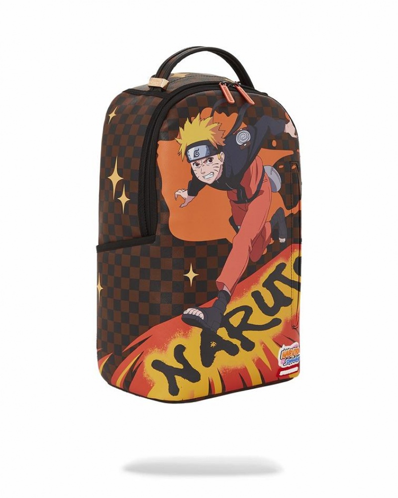 Brown Black Men's Sprayground Naruto Splash Backpacks | CNUI94152