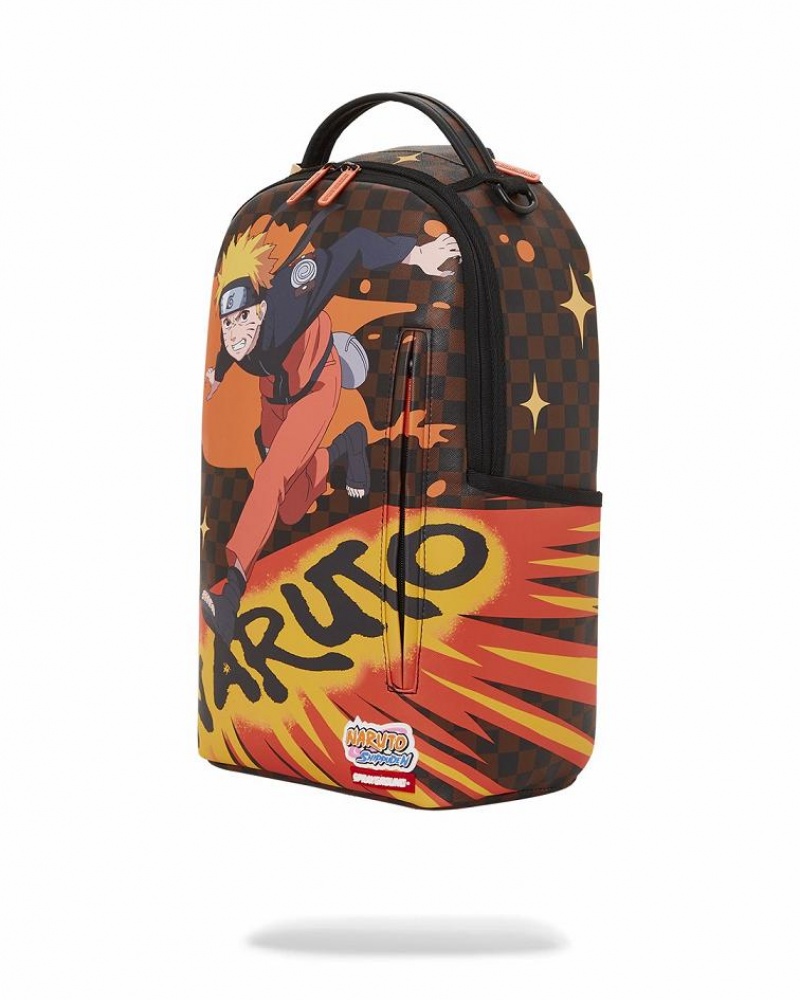 Brown Black Men's Sprayground Naruto Splash Backpacks | CNUI94152