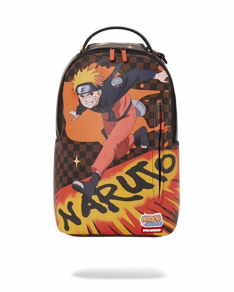 Brown Black Men\'s Sprayground Naruto Splash Backpacks | CNUI94152