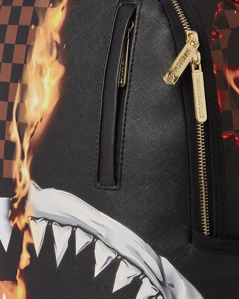 Brown Black Men's Sprayground Sharks In Paris Unstoppable Backpacks | KPWI96124