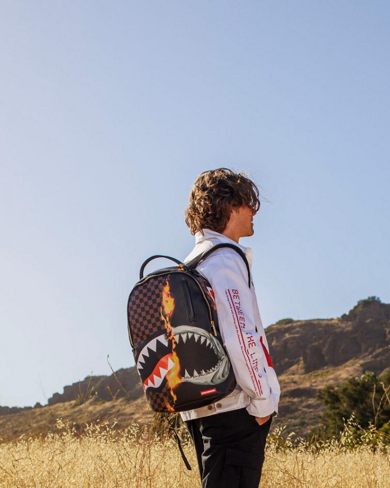 Brown Black Men's Sprayground Sharks In Paris Unstoppable Backpacks | KPWI96124