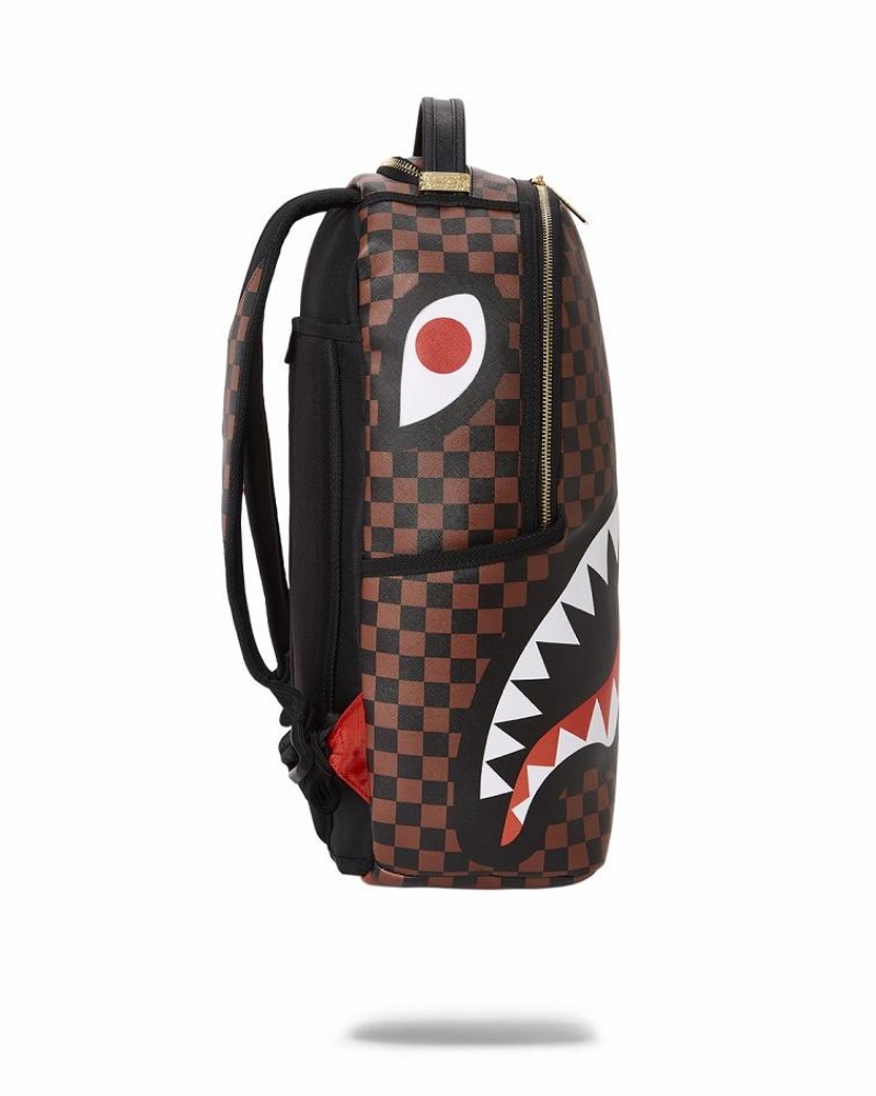 Brown Black Men's Sprayground Sharks In Paris Unstoppable Backpacks | KPWI96124