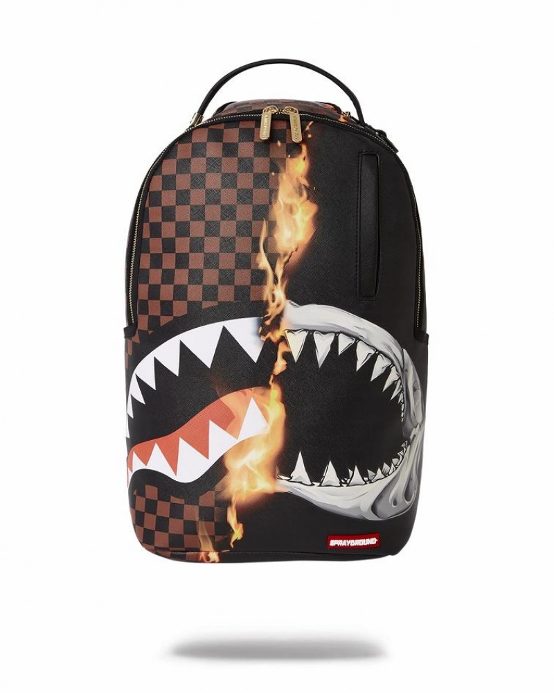 Brown Black Men\'s Sprayground Sharks In Paris Unstoppable Backpacks | KPWI96124