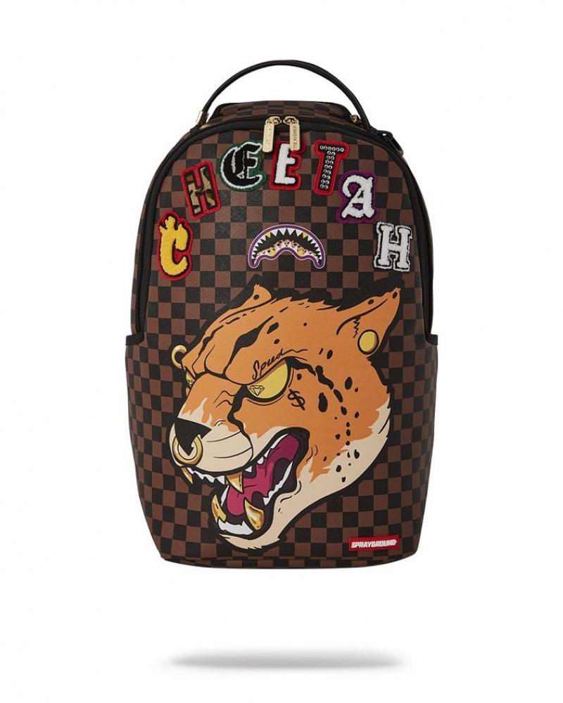 Brown Men\'s Sprayground Cheetah Speed Shark Backpacks | STXL94657