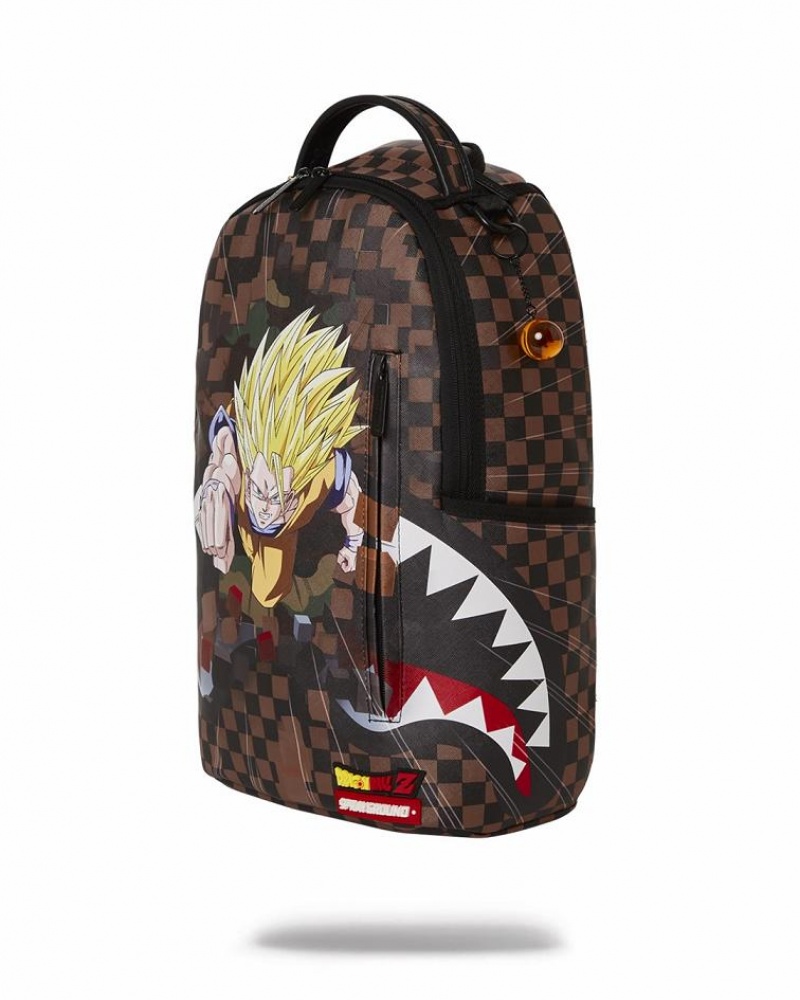 Brown Men's Sprayground Dragon Ball Backpacks | NURK81237