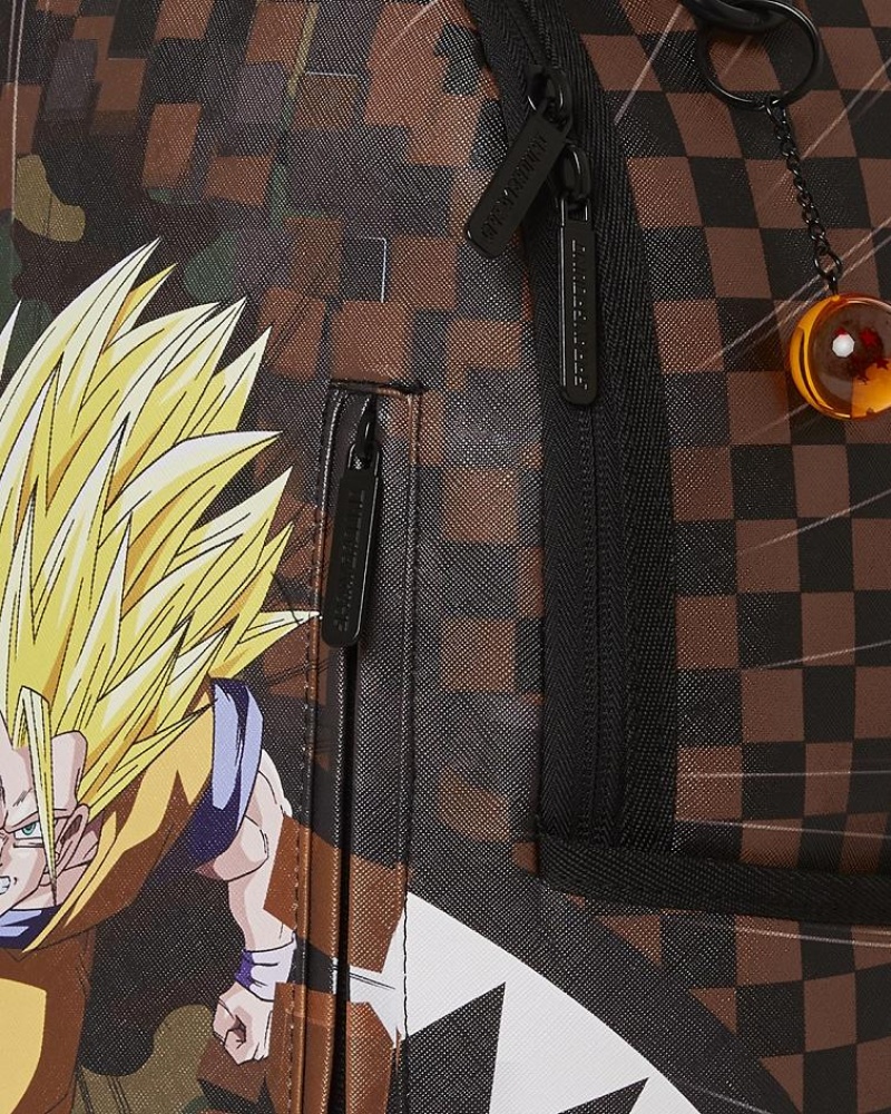 Brown Men's Sprayground Dragon Ball Backpacks | NURK81237