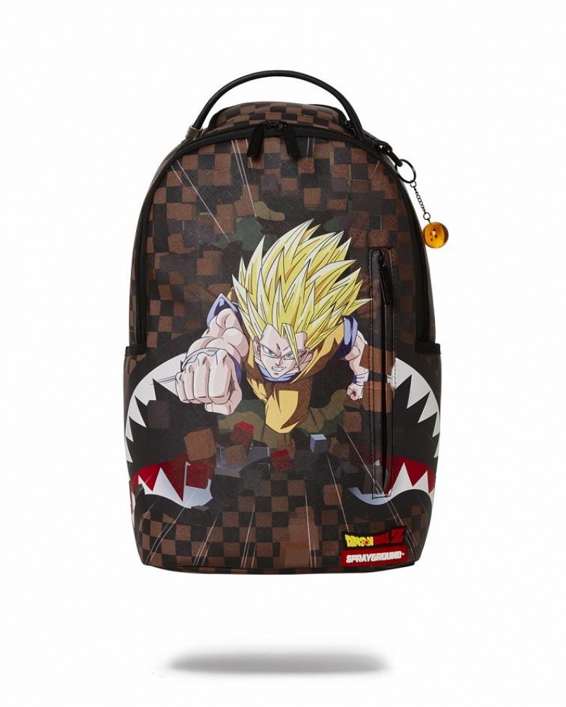 Brown Men\'s Sprayground Dragon Ball Backpacks | NURK81237