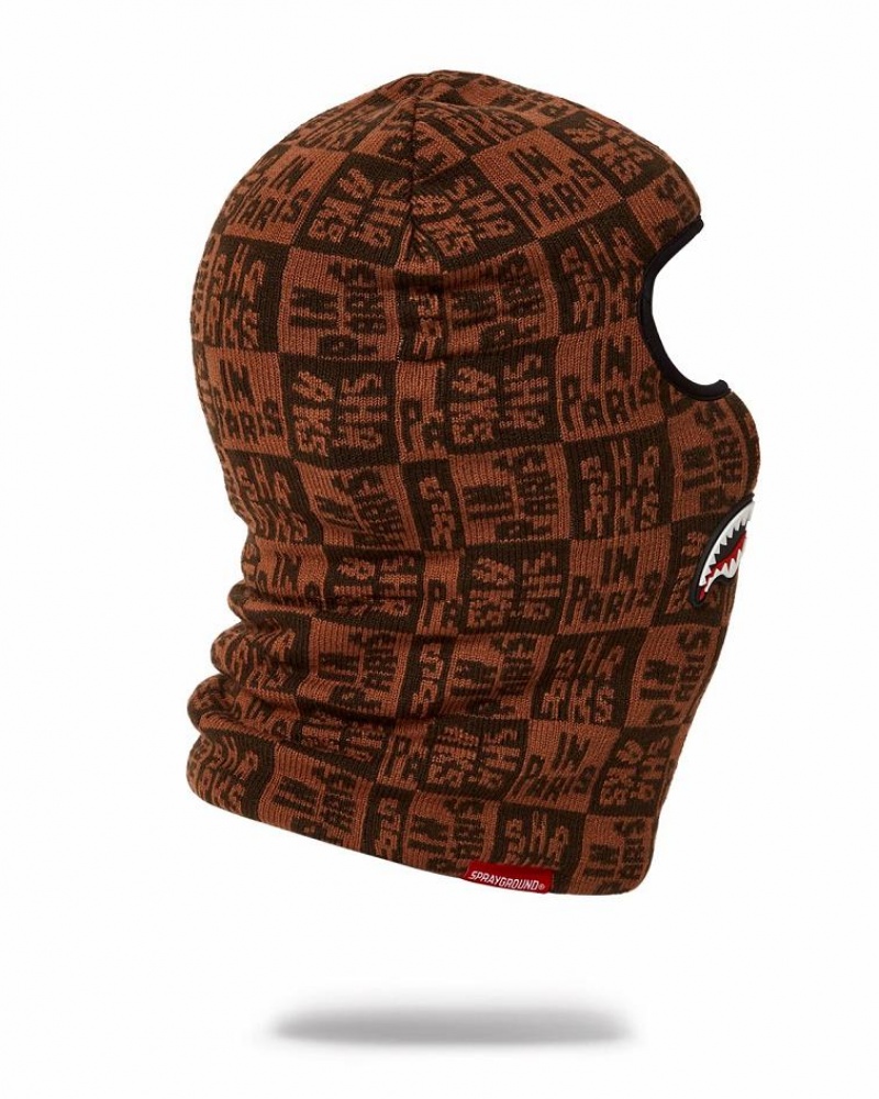 Brown Men's Sprayground Frenzy Shark Ski Mask | ZWCH27930