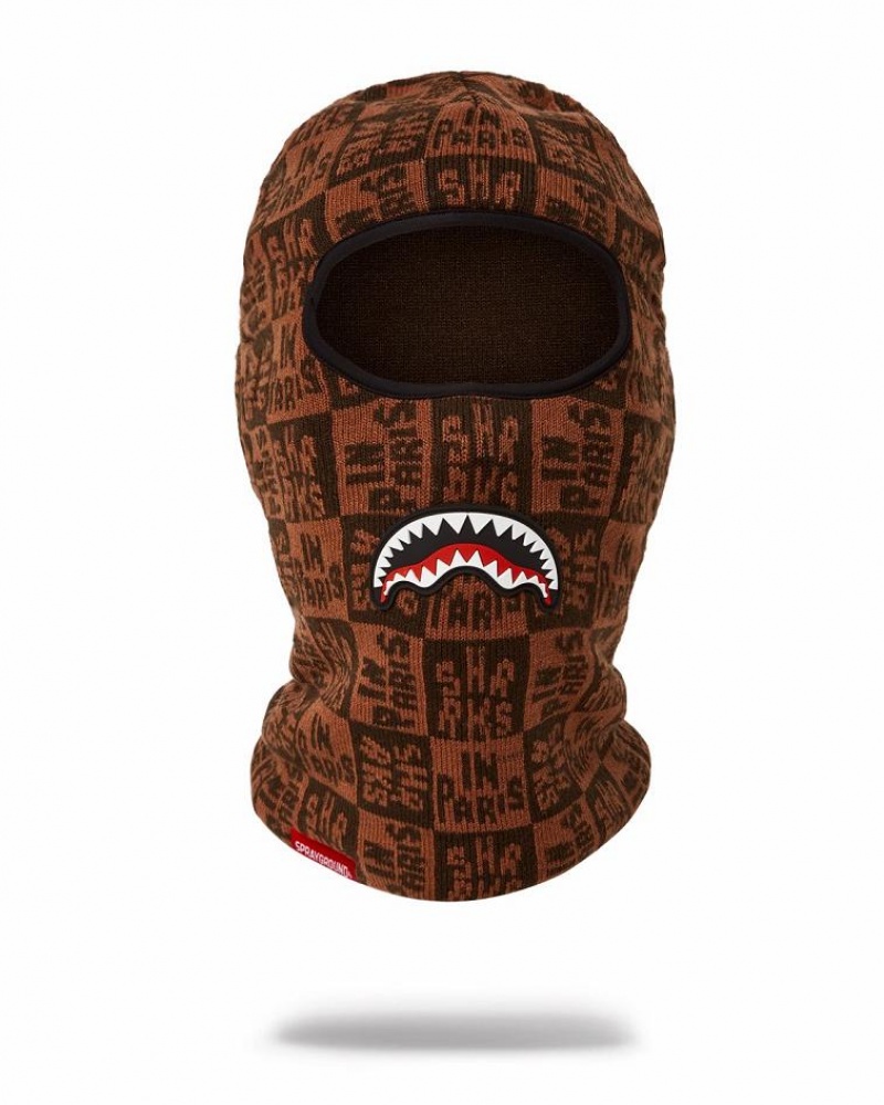 Brown Men\'s Sprayground Frenzy Shark Ski Mask | ZWCH27930