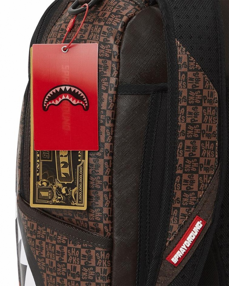 Brown Men's Sprayground Frenzy Sharks Backpacks | NGIF75831