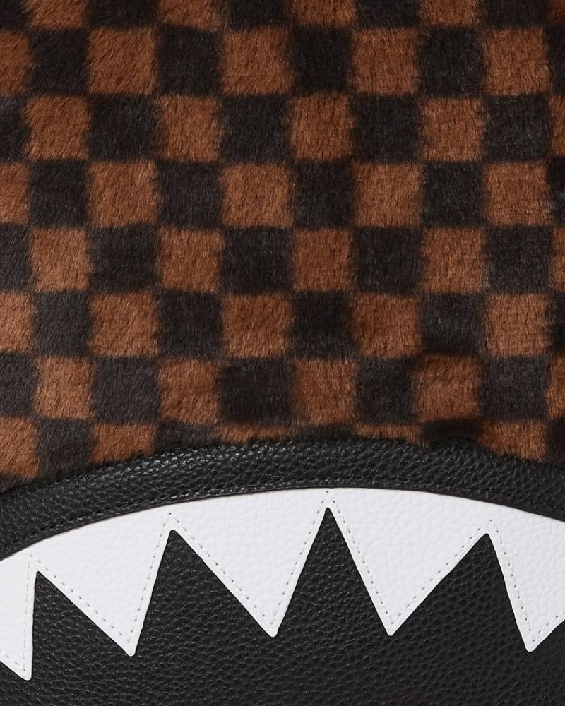 Brown Men's Sprayground Furrr Sharks In Paris Backpacks | WUQX76421