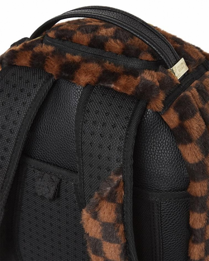 Brown Men's Sprayground Furrr Sharks In Paris Backpacks | WUQX76421