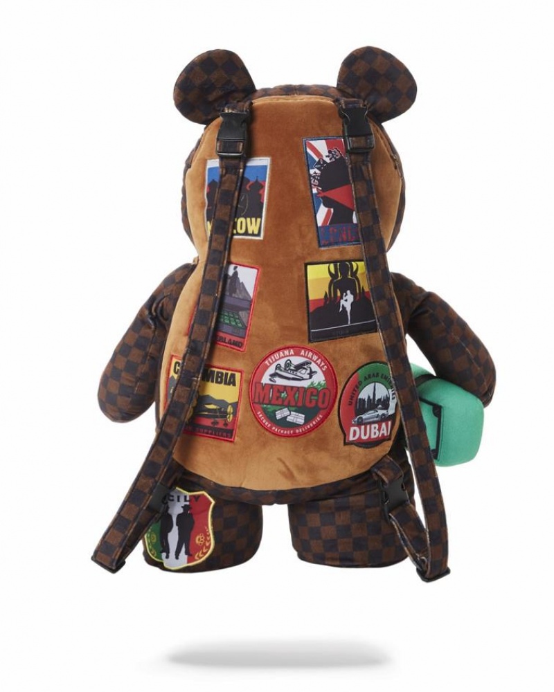 Brown Men's Sprayground Global Mogul Backpacks | QLGI01423