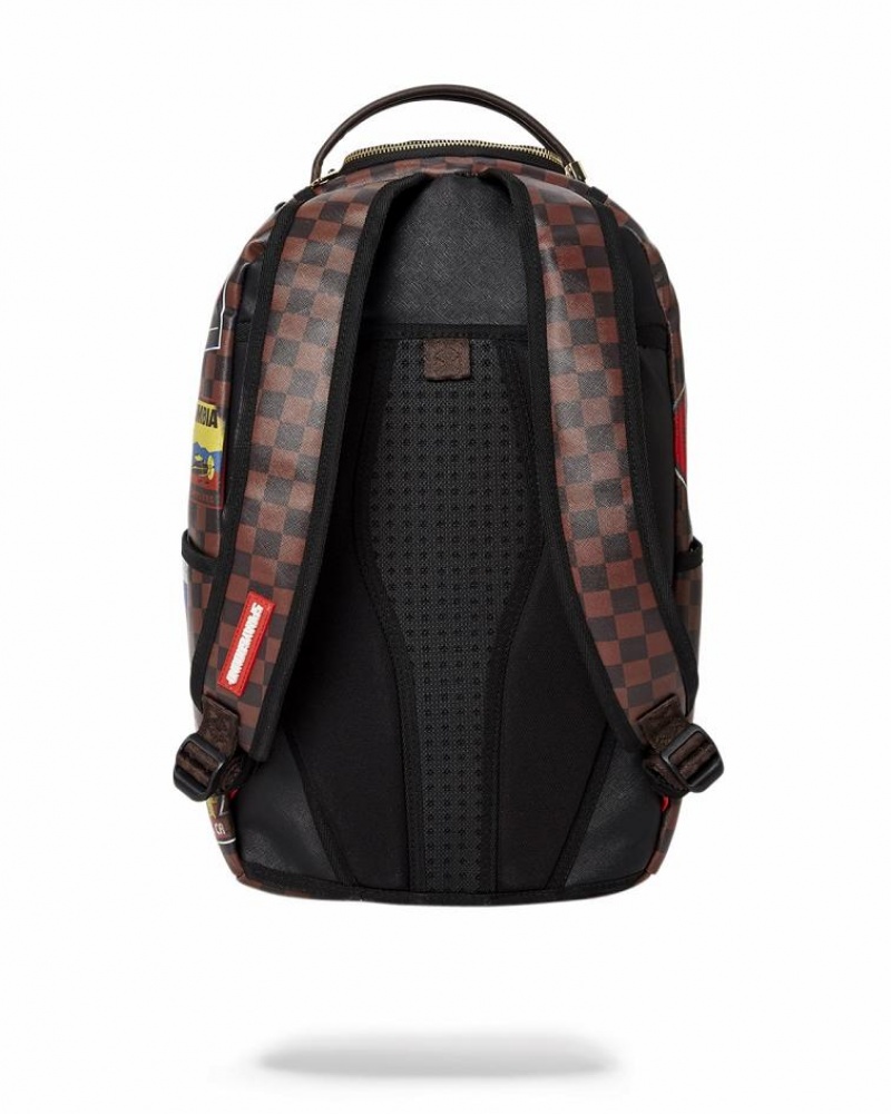 Brown Men's Sprayground Global Mogul Backpacks | LRVN54291