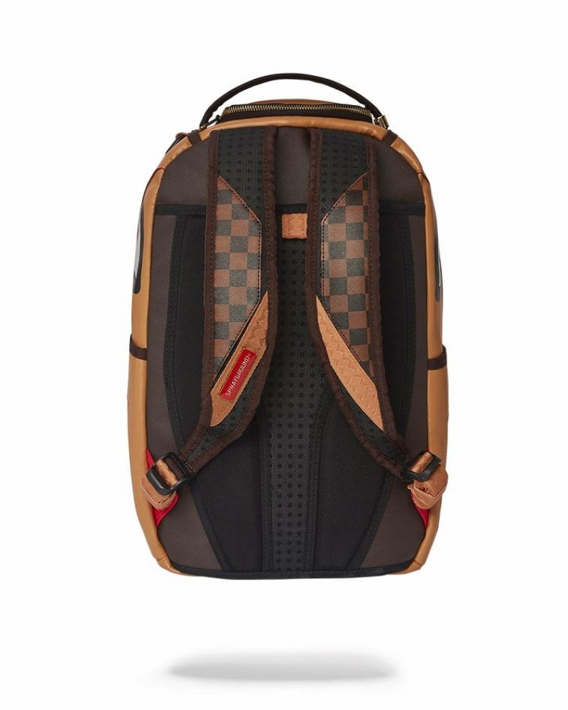 Brown Men's Sprayground Henny Air To The Throne Backpacks | JLDY05376