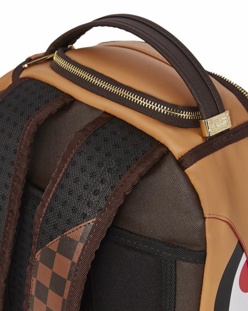 Brown Men's Sprayground Henny Air To The Throne Backpacks | JLDY05376