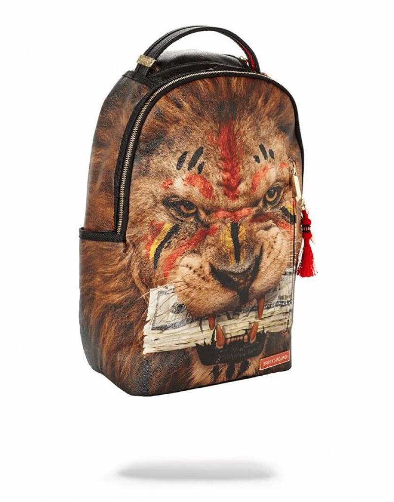 Brown Men's Sprayground King Money Backpacks | WYSK97463