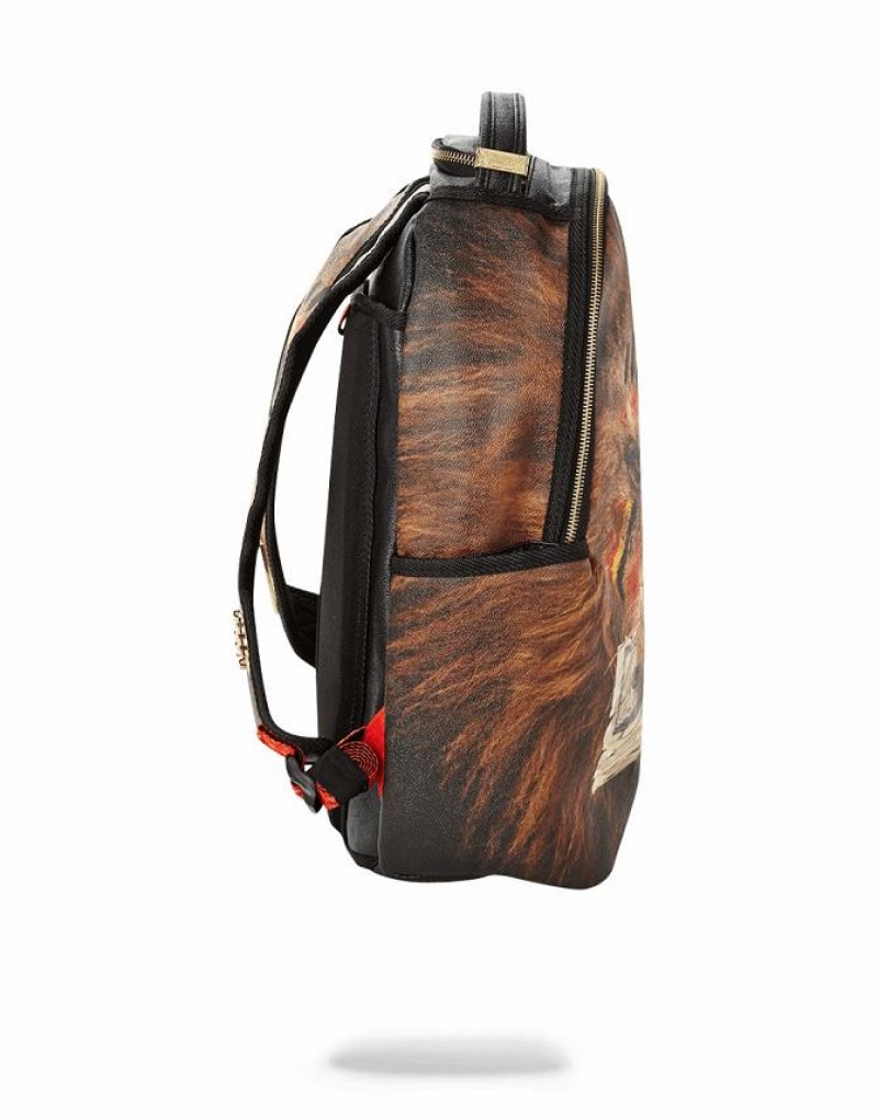 Brown Men's Sprayground King Money Backpacks | WYSK97463