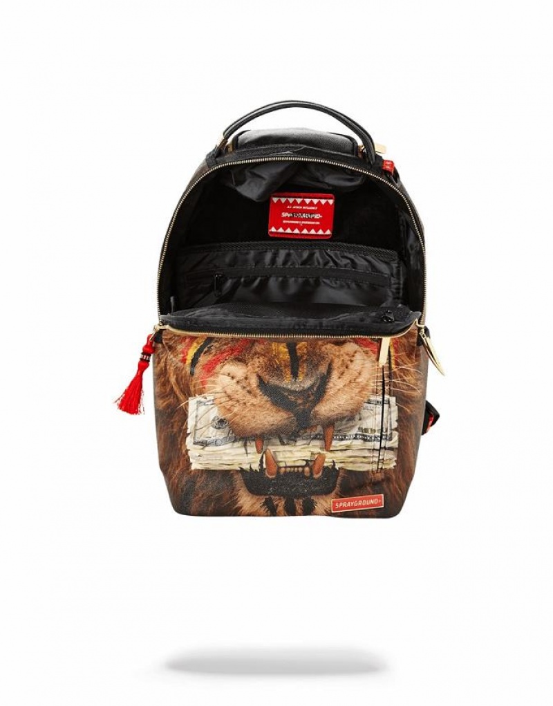 Brown Men's Sprayground King Money Backpacks | WYSK97463