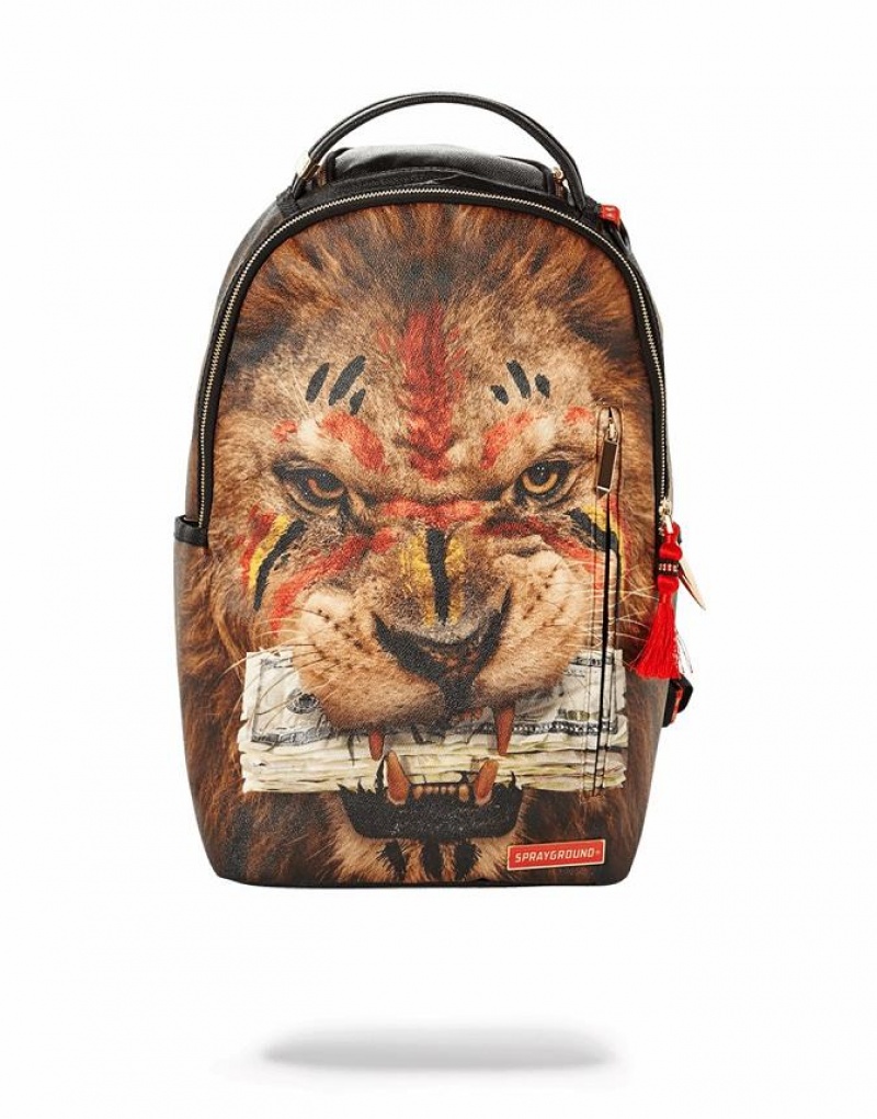 Brown Men\'s Sprayground King Money Backpacks | WYSK97463