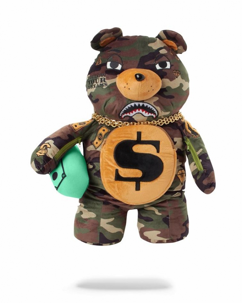 Brown Men\'s Sprayground Moneybear Teddy Bear Backpacks | ZOUX03268