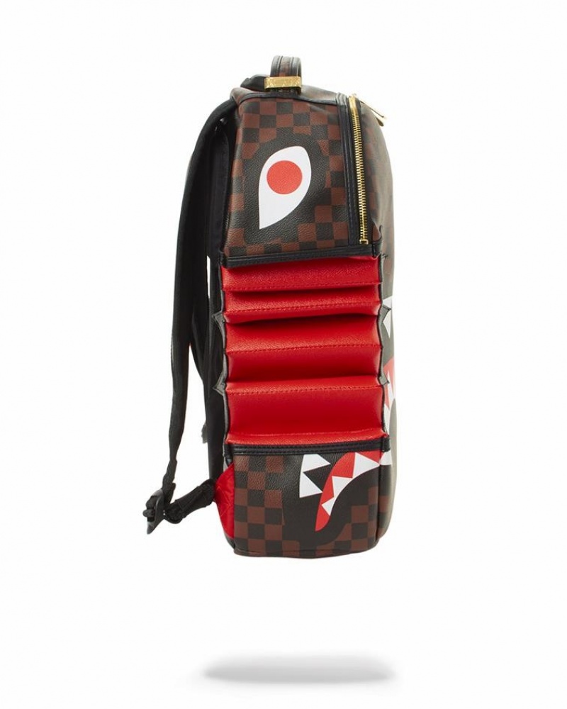 Brown Men's Sprayground Sharks In Paris Backpacks | PFUC73851