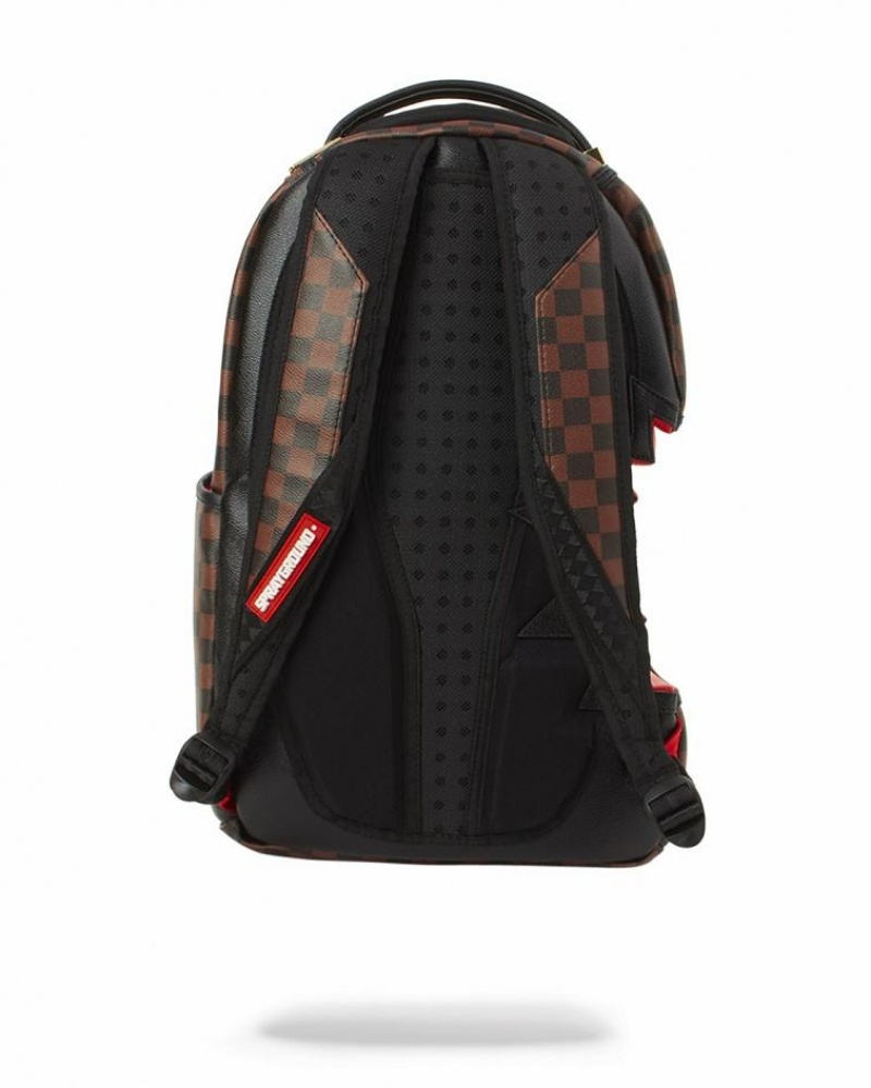 Brown Men's Sprayground Sharks In Paris Backpacks | PFUC73851