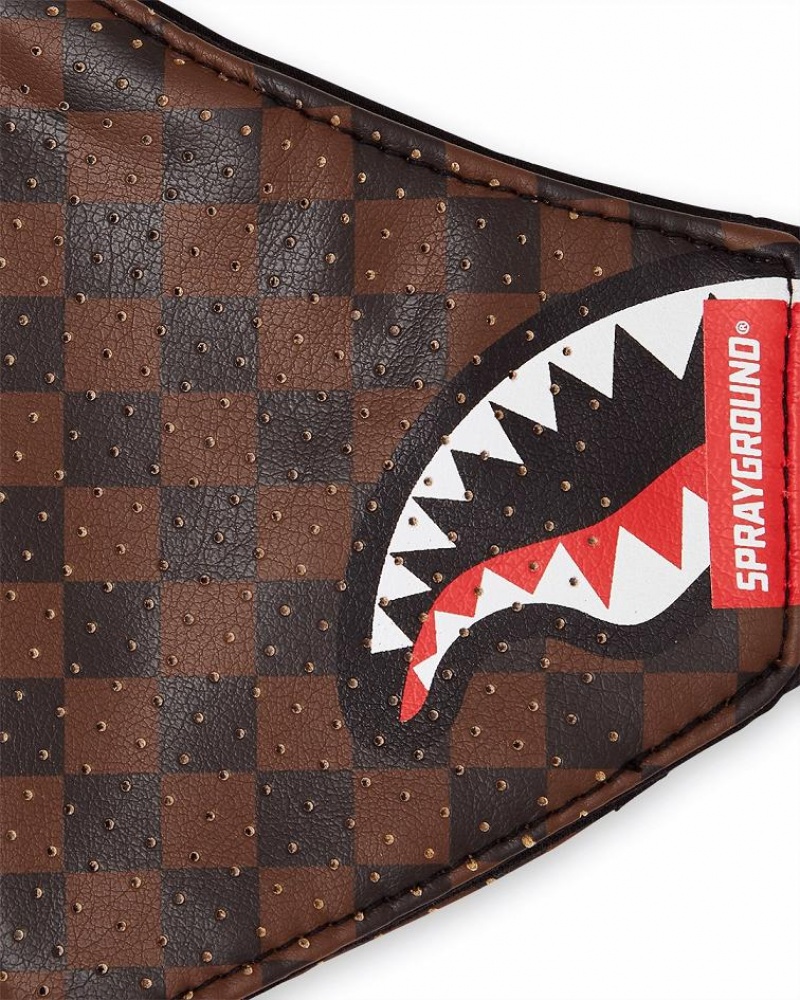 Brown Men's Sprayground Sharks In Paris Face Masks | SCIE96075