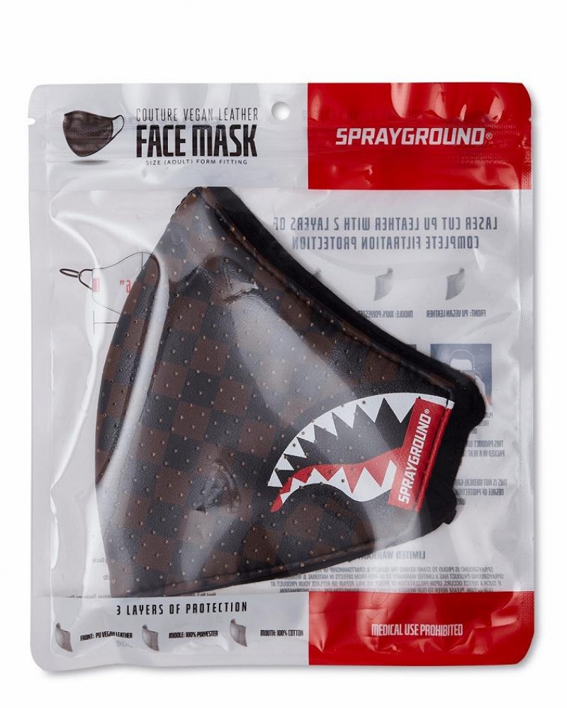 Brown Men's Sprayground Sharks In Paris Face Masks | SCIE96075