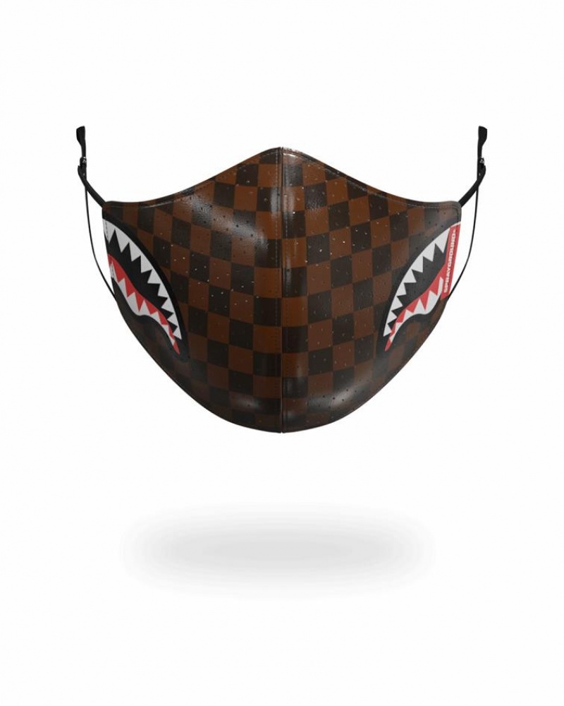 Brown Men\'s Sprayground Sharks In Paris Face Masks | SCIE96075