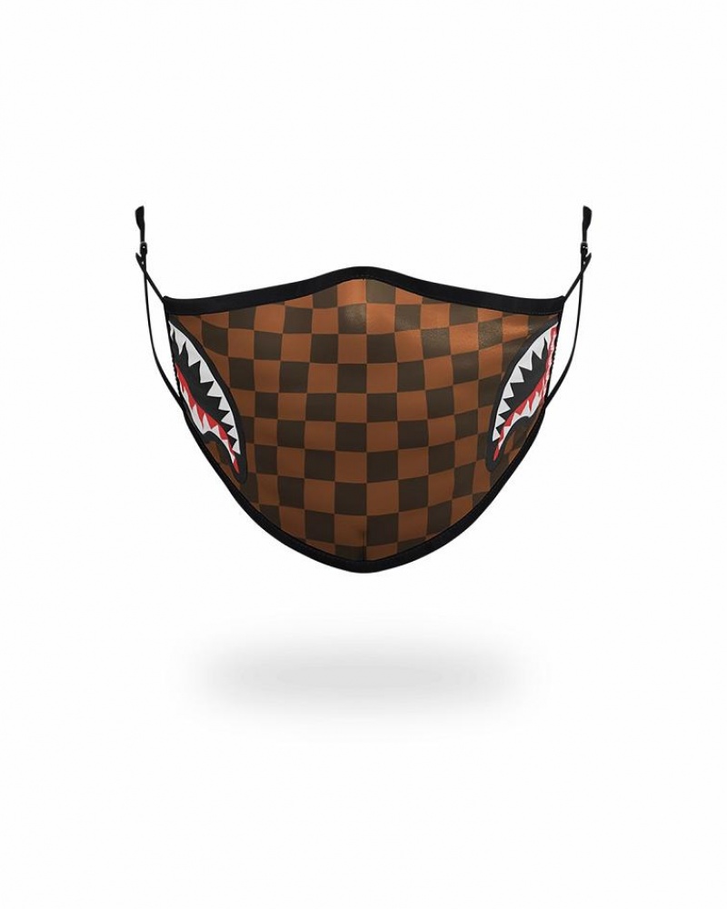 Brown Men\'s Sprayground Sharks In Paris Face Masks | DICL46712