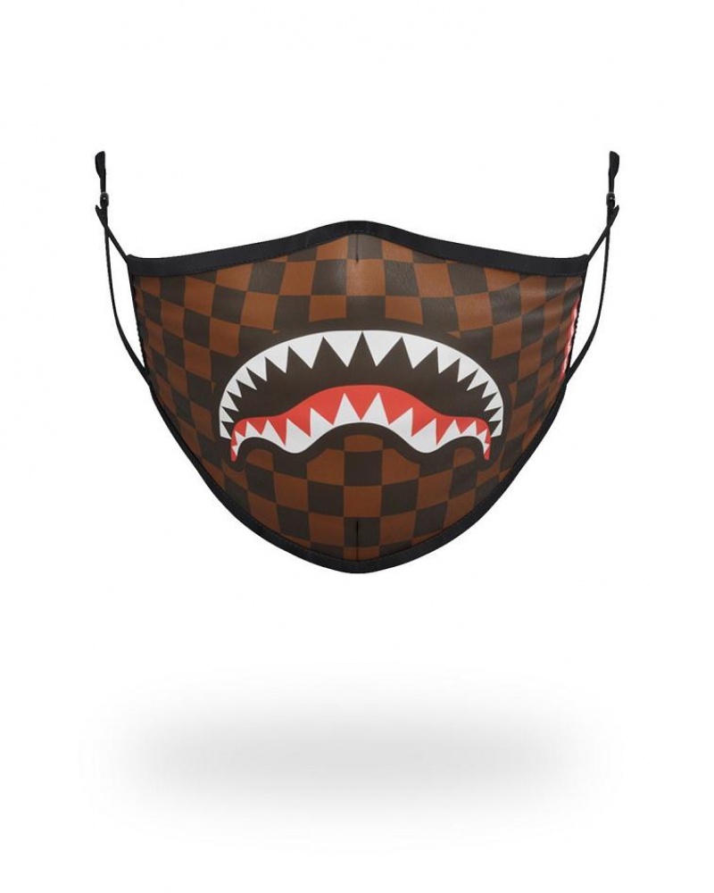 Brown Men\'s Sprayground Sharks In Paris Face Masks | CXTD72851