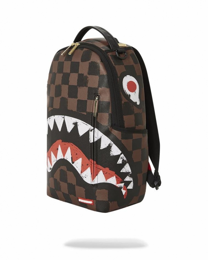 Brown Men's Sprayground Sharks In Paris Vanquish Backpacks | CQYO56437