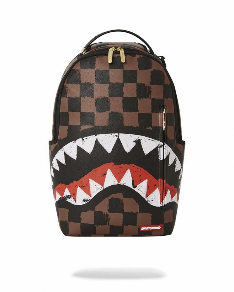 Brown Men\'s Sprayground Sharks In Paris Vanquish Backpacks | CQYO56437