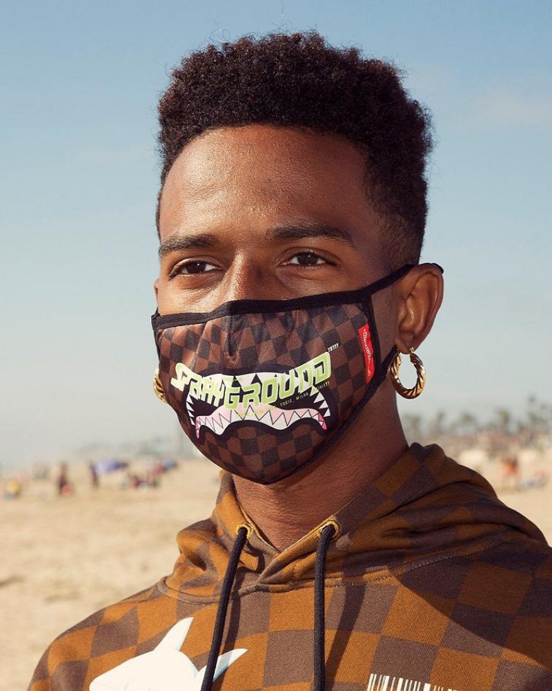 Brown Men's Sprayground Wtf Misfit Face Masks | MWSY65483