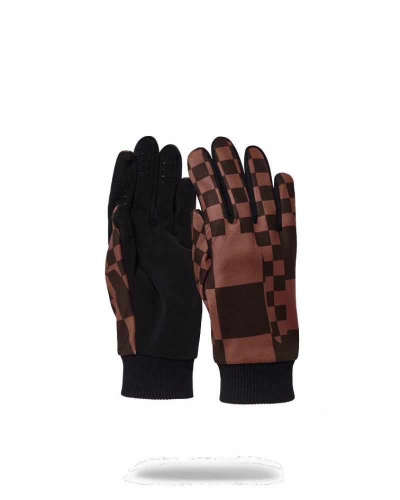 Brown Men\'s Sprayground Xtc Sharks In Paris Gloves | LGXN84062