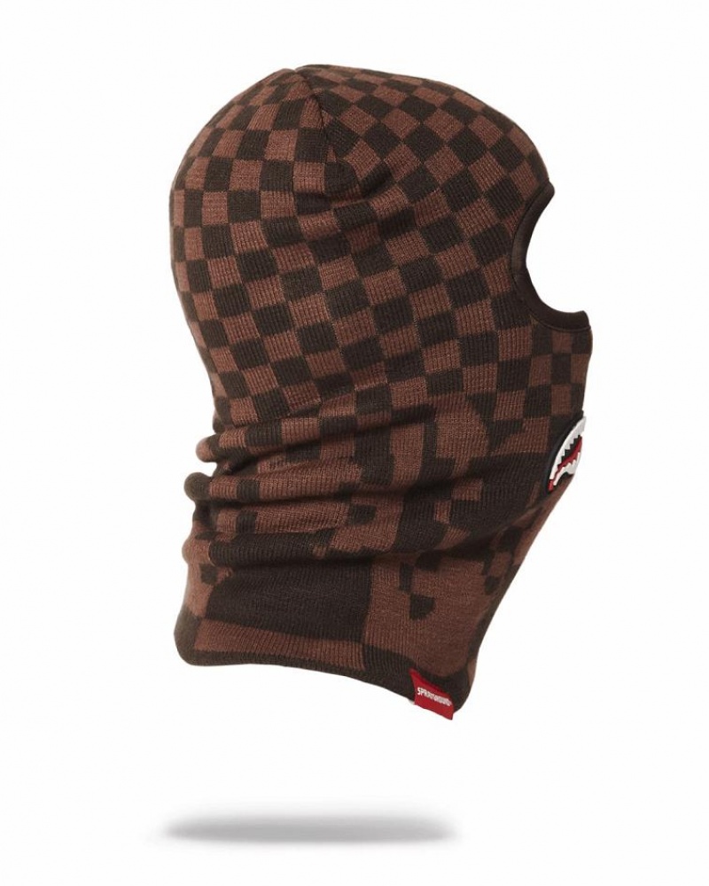 Brown Men's Sprayground Xtc Sharks In Paris Ski Mask | AKXY37206