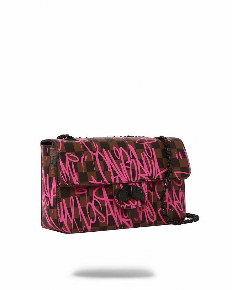 Brown Pink Women's Sprayground Jetgraphix Handbag | YRCV37586