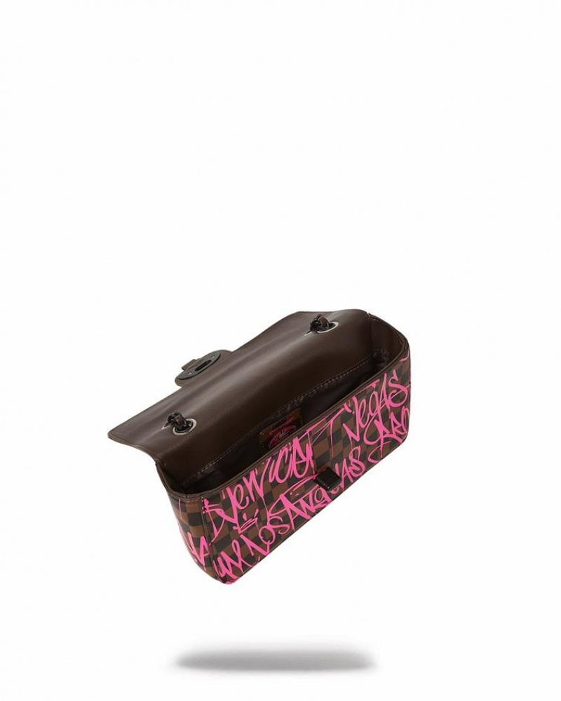 Brown Pink Women's Sprayground Jetgraphix Handbag | YRCV37586